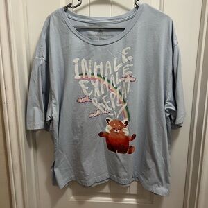 Disney Blue Tee with Red Panda and Text
